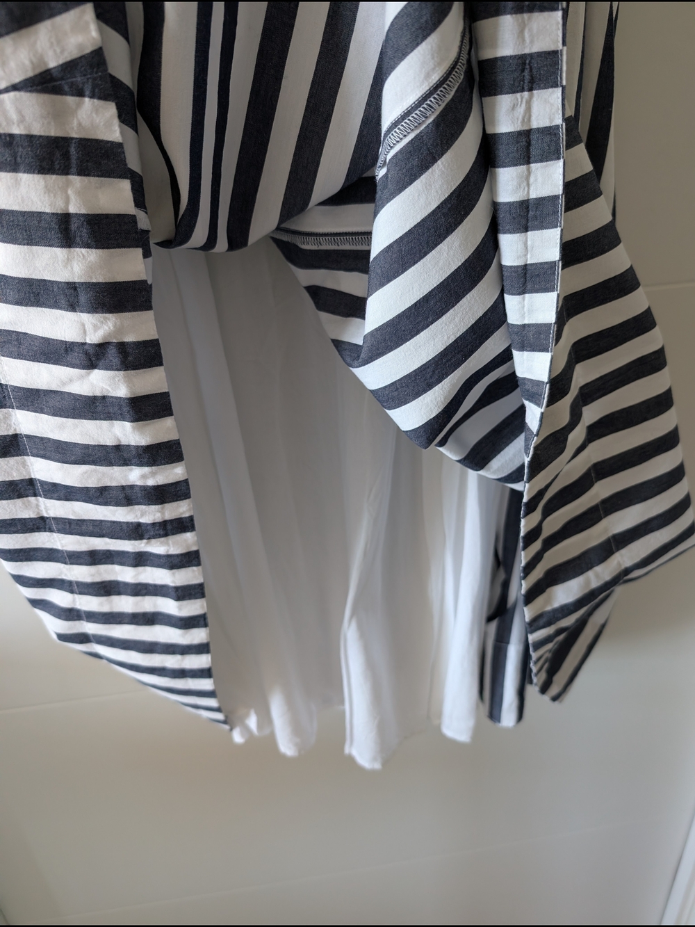 Anthropologie Navy and White Striped Bow-Shoulder Maxi - Picture 5 of 7